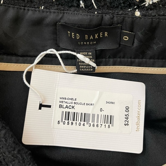 Ted Baker Metallic Boucle Black Plaid Skirt Size 2 NWT - Picture 7 of 7